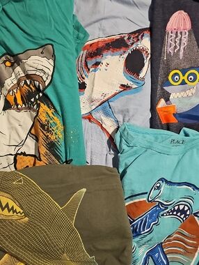 Lot Of 5 Boys Xxl Shark Graphic Tee. Mutiple Brands